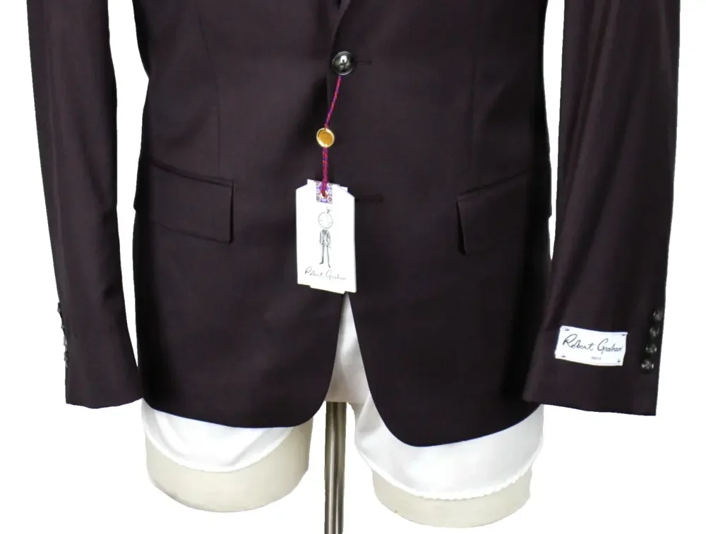Robert Graham Reno Suit Jacket 42 L Mens Modern Fit Burgundy Wool 2 Button NWT